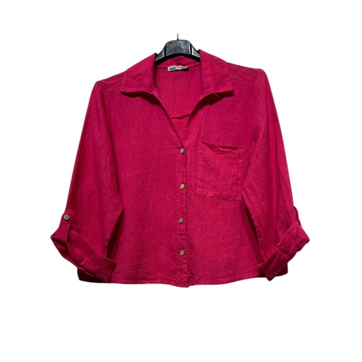 LINEN & COTTON HOUSE - Wholesale Buttoned-down shirt – Women's - 6235 SHORT LINEN SHIRT WITH FRONT POCKET10