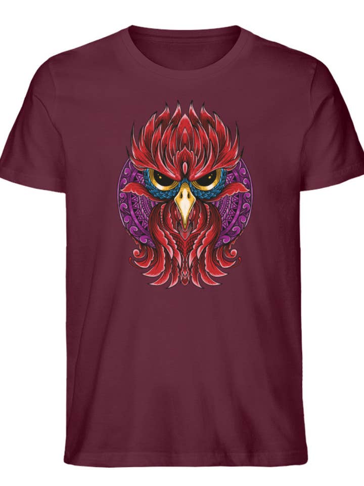 Owl with red beard - men's premium organic shirt for wholesale by Uwaldu