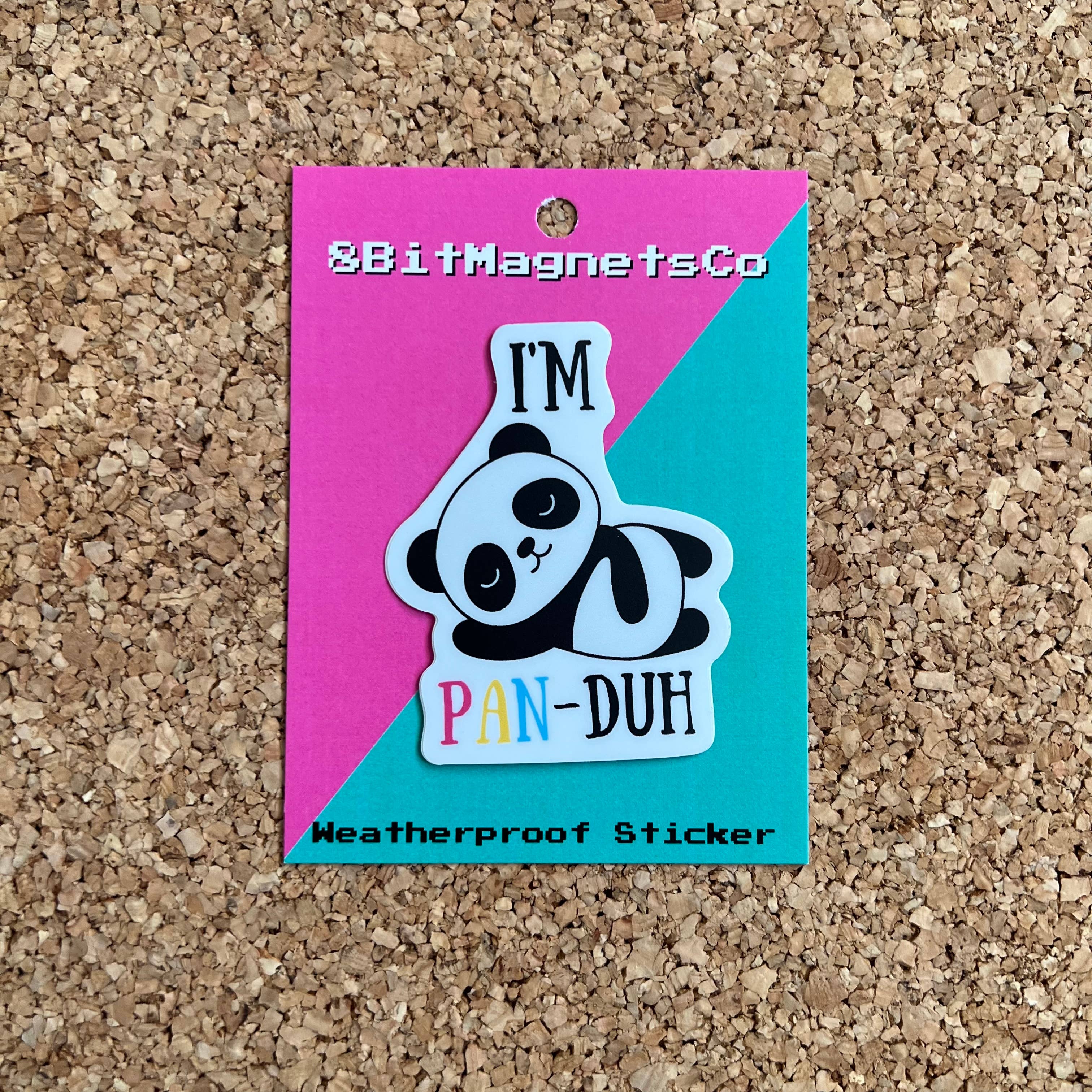 8 Bit Magnets Co Stickers - Vente Autocollants pour téléphone et ordinateur portable - Autocollant Pansexual Pride - Autocollant Panda Pun - Je suis Pan Duh2