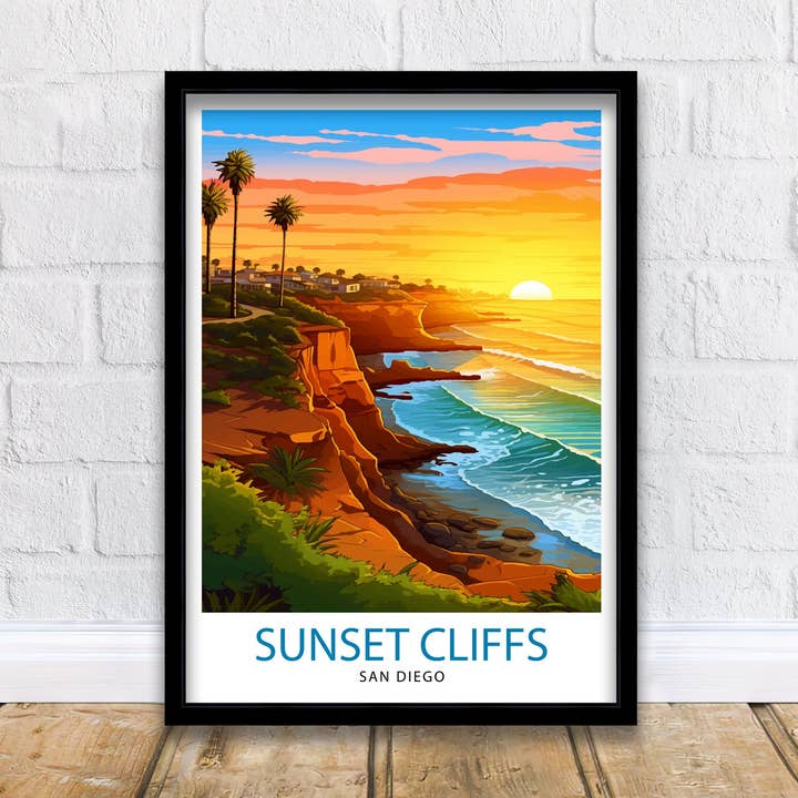Sunset Cliffs San Diego Travel Poster for wholesale by InkNPrintz