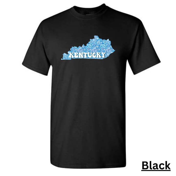 Maglietta da adulto Kentucky blu con motivo paisley per la vendita all'ingrosso da parte di Rockin R Apparel