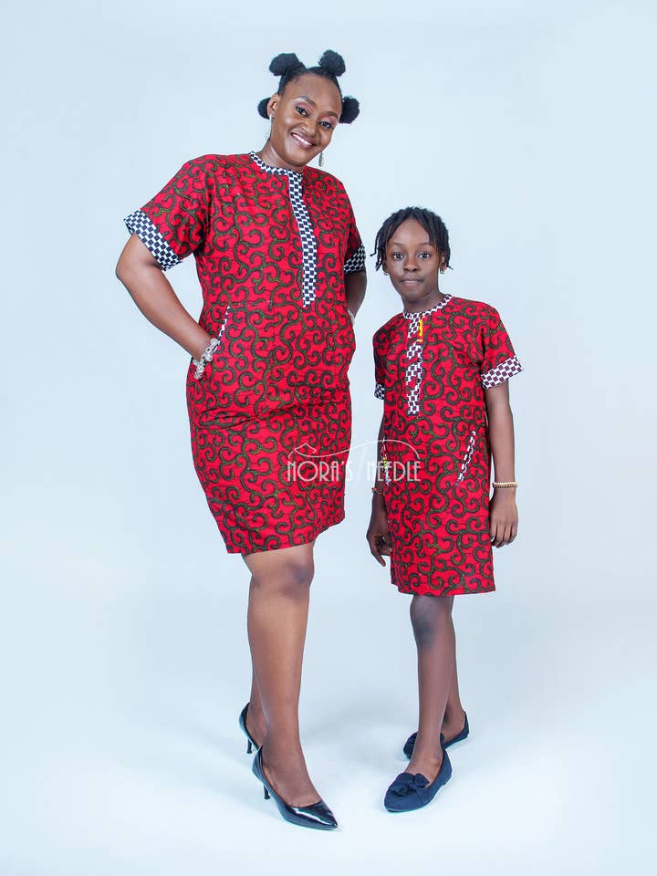 Afrikansk Print Veno Tunika/Ankara Pige Kjole for engroshandel hos Nora's Needle