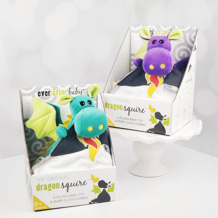 Ever After Baby - Vendita all'ingrosso Peluche - Bambini e neonati - Peluche Dragon+Panno Allattamento Mussola Burp Teal3