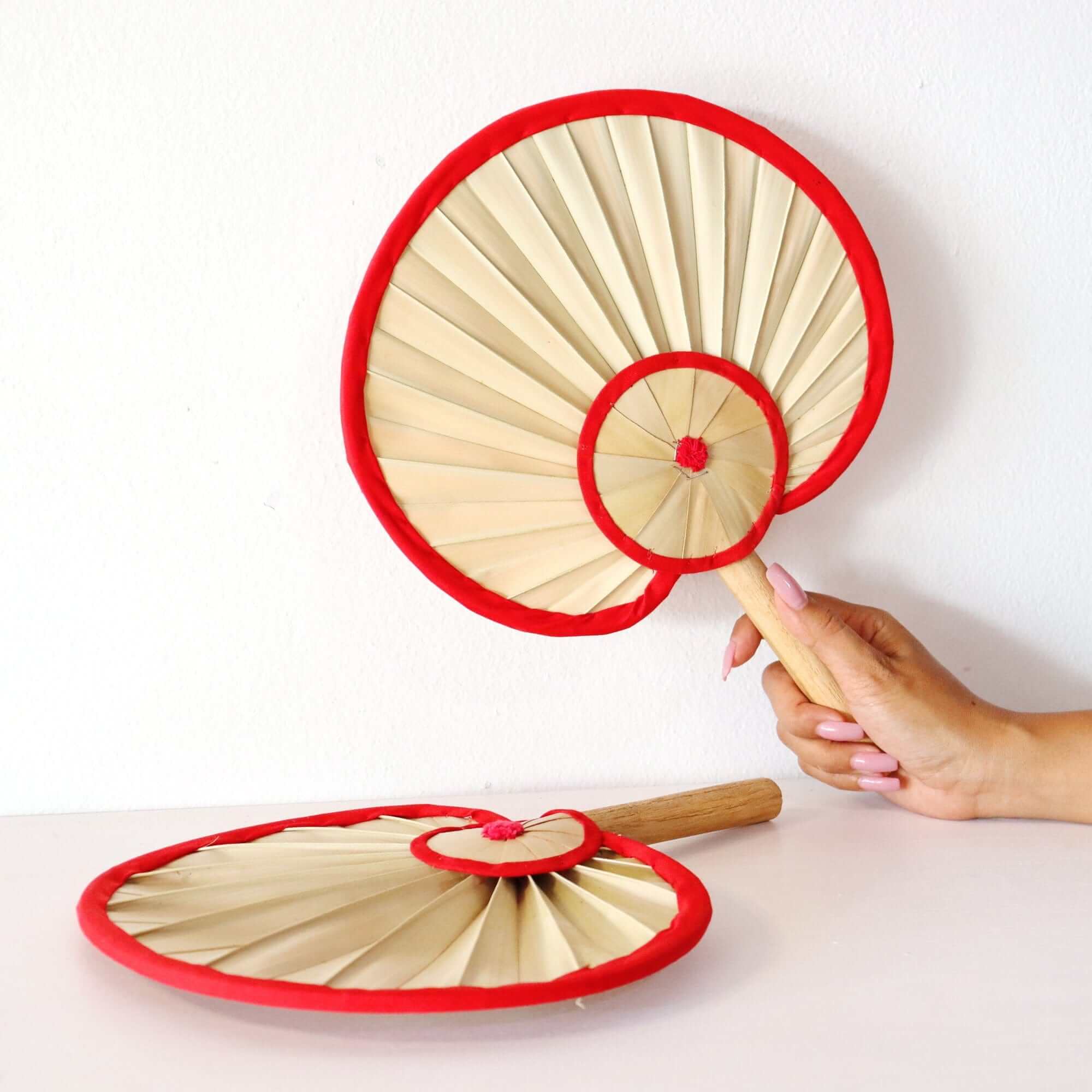 Thaihomeshop – wholesale Handheld folding fan – BEN YA -  Palm Leaf Hand Fan1
