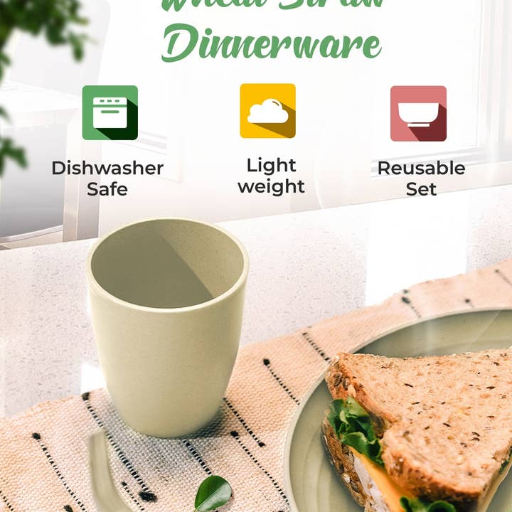 Greendish - Wholesale Dinnerware Set - Eco-Friendly Wheat Straw Dinnerware Combo Sets Reusable Kit