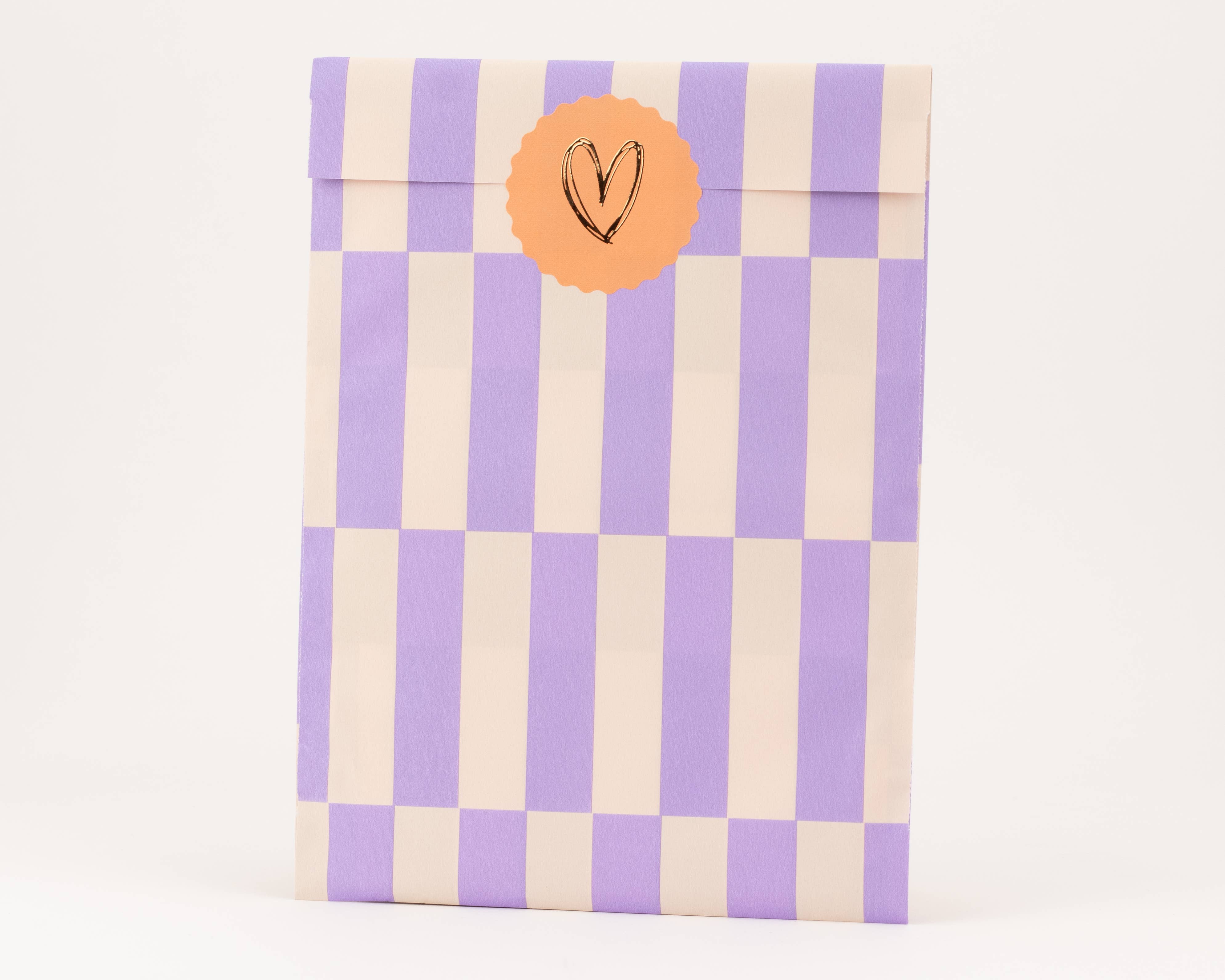 liebevoll verpackt - Wholesale Gift Bag - Paper Bags Bold Stripes, Lilac1