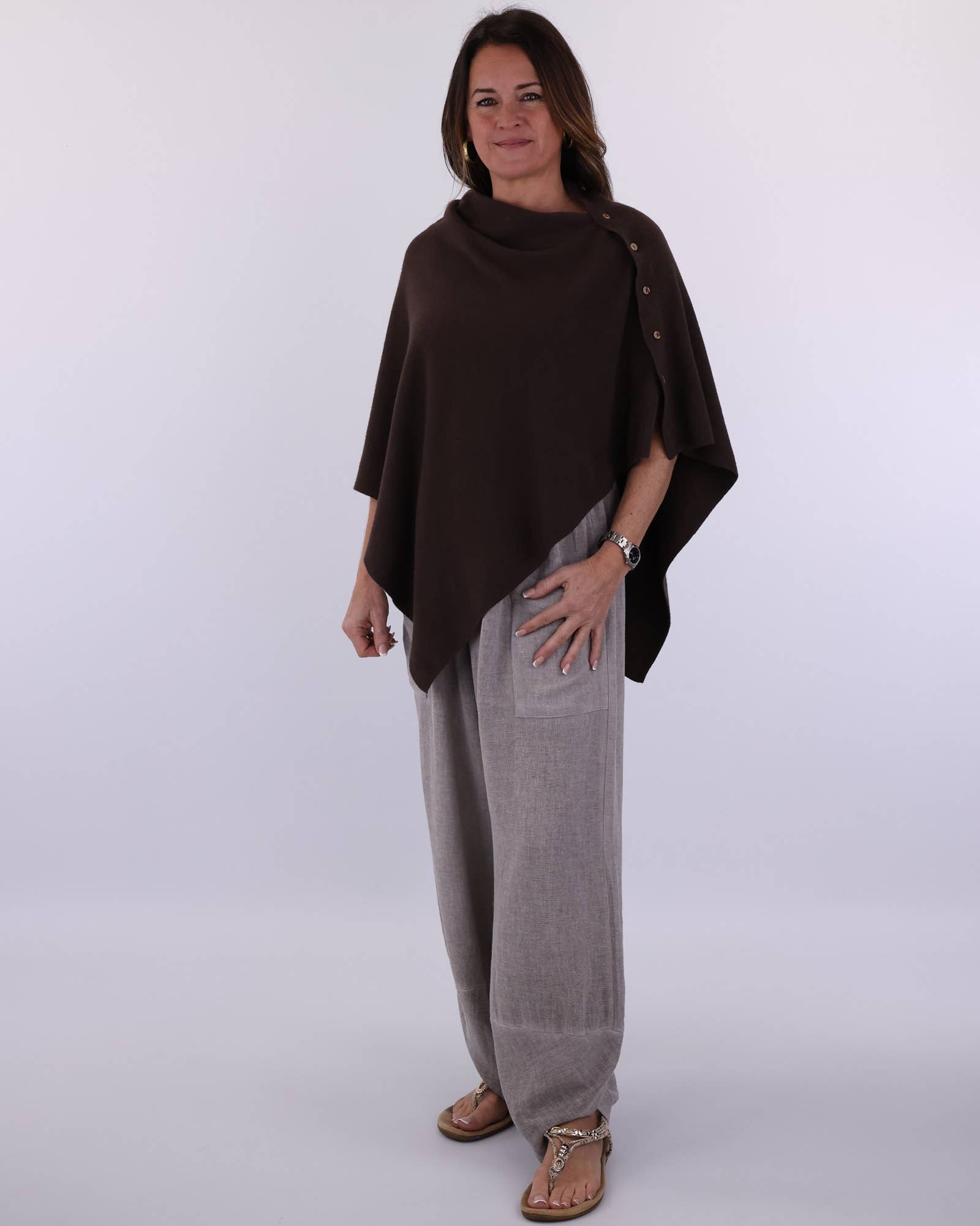 Cadenza Italy Ltd – wholesale Poncho – Women's – Summer Poncho with Buttons0