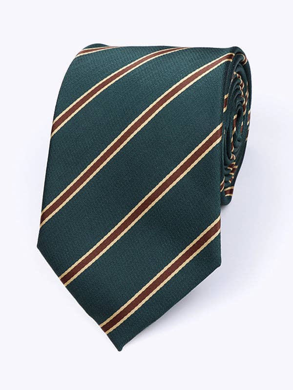 Cravatta Verde a Righe Uomo in Poliestere «Edmond» per la vendita all'ingrosso da parte di Unipap's