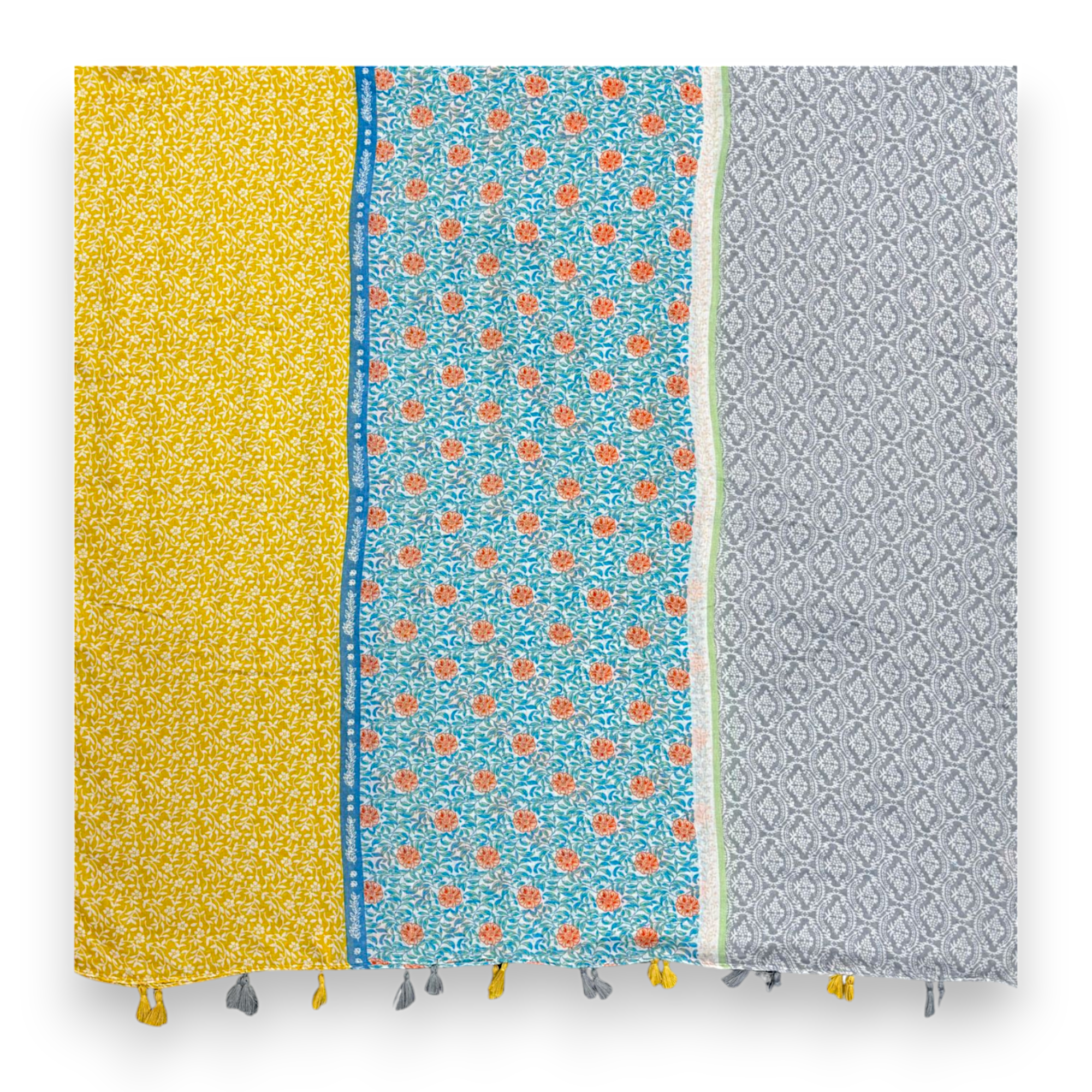 Lili Scarves (US Duty Free) - Vente Écharpe – femme - Écharpe Patchwork Florale Multicolore Vibrante avec Pompons1