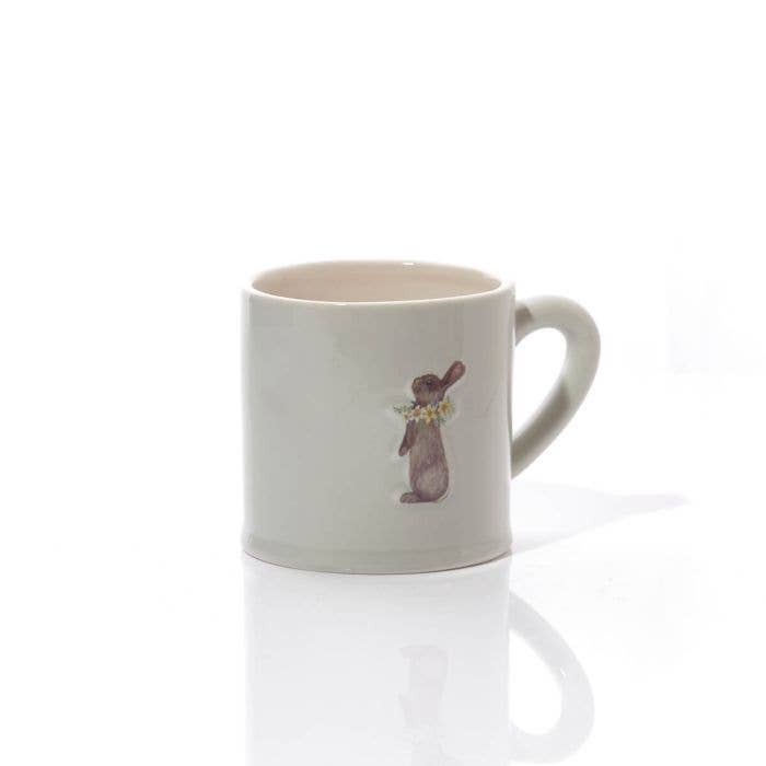 Langs - Wholesale Koffiemok - Steengoed Mok Met Reliëf Van Konijn En Bloemen2