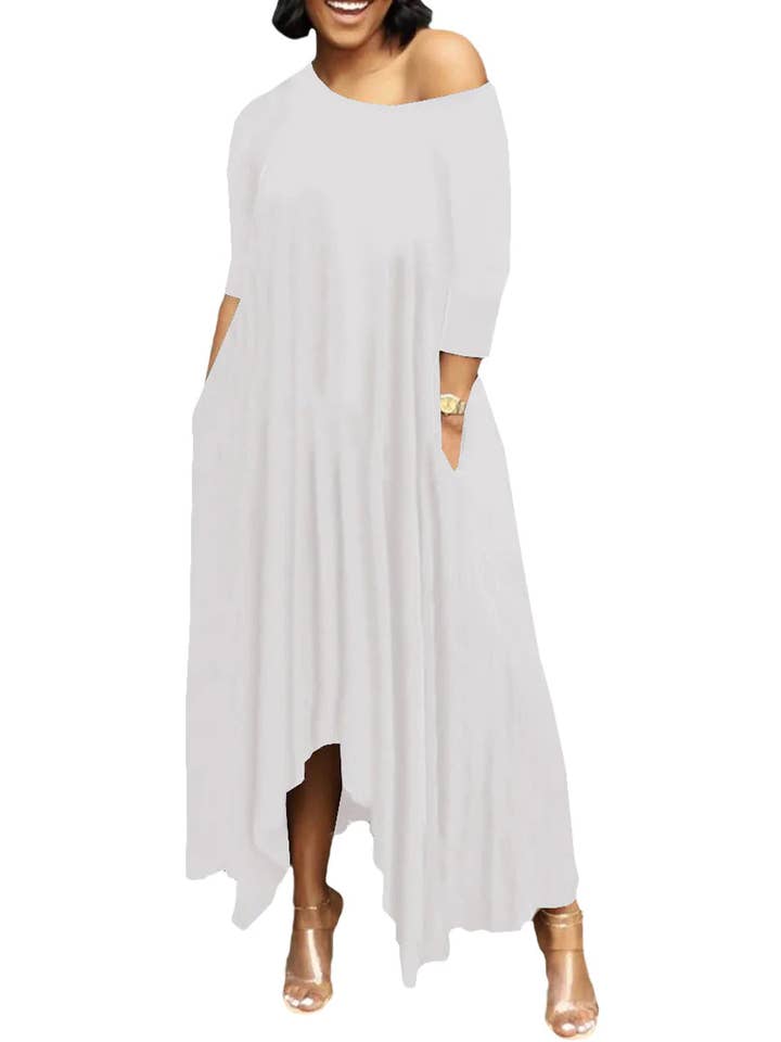 MB FASHION Casual Off-Shoulder Maxi Dress with Pockets 9283R for wholesale by MB Fashion Wholesale
