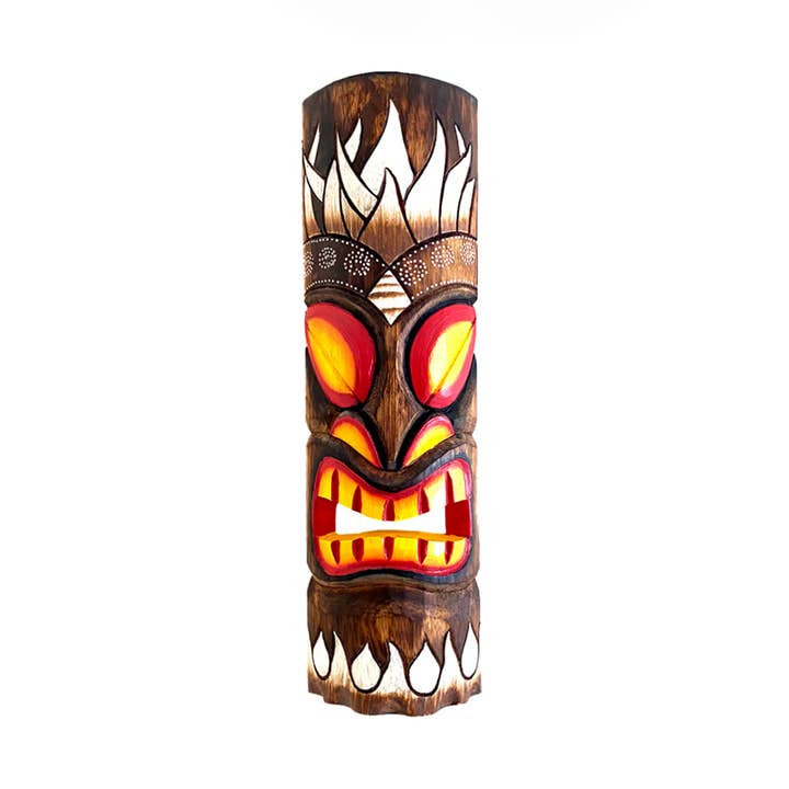 Wooden Tiki Mask Polynesian Tropical Wall Decor, Flames for wholesale by OMA - Eclectic Home