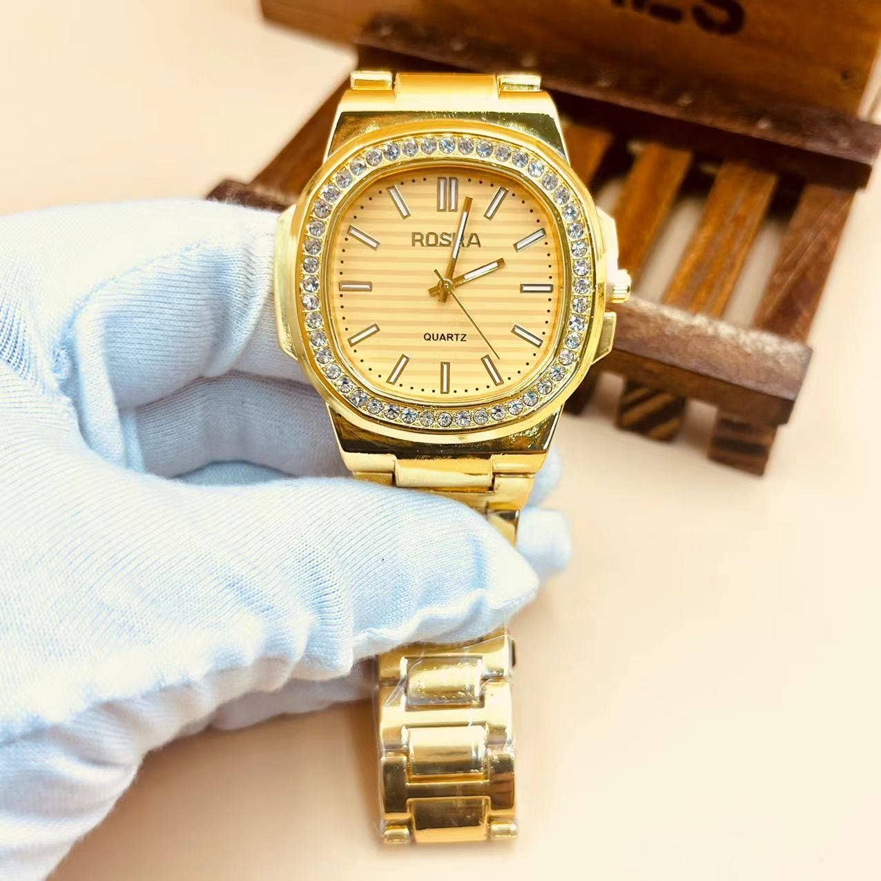 WoodWristCo - Wholesale Wrist Watch - Women's - Women's Elegant Diamond-Set Steel Quartz Watch1