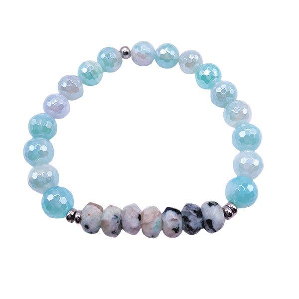 Positive Purpose - Bracelet en jaspe kiwi et agate bleu clair pour la vente par Featherly