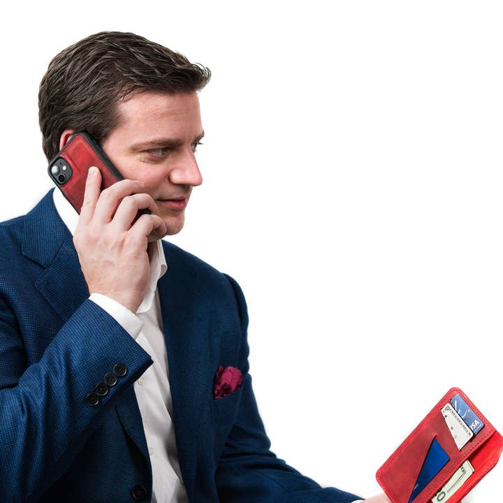 McLean Läder iPhone Fodral/Plånbok - Rosa Röd för wholesale av Pegai