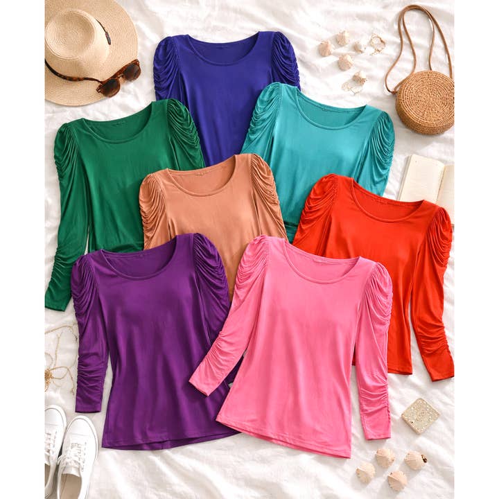 VERZAMELDE ELEGANTIE LANGE MOUWEN TOP voor wholesale door Winslow Collection