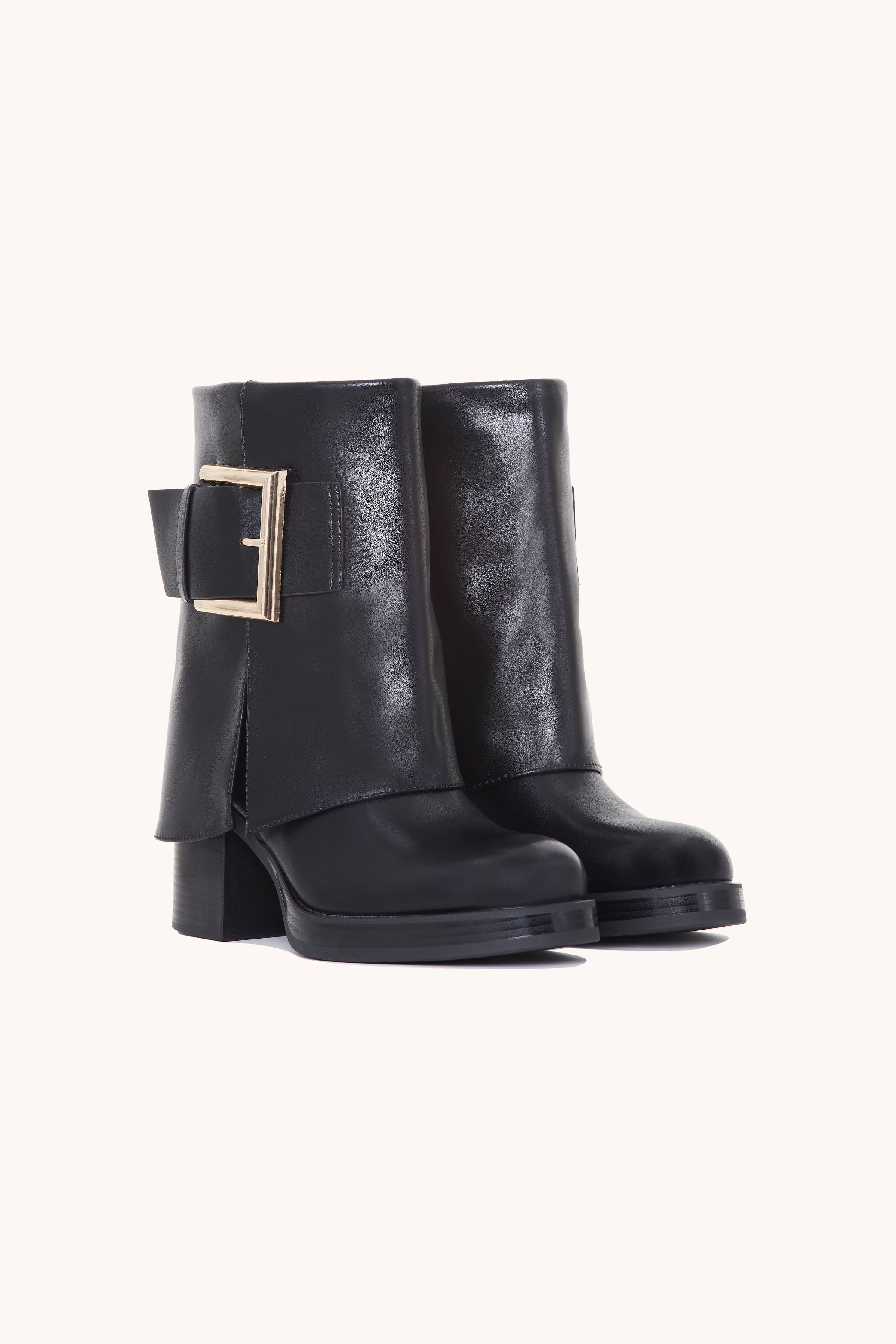 Stephan Paris - Wholesale Booties - Women's - Leather Ankle Boots with Gold Buckle C-3472