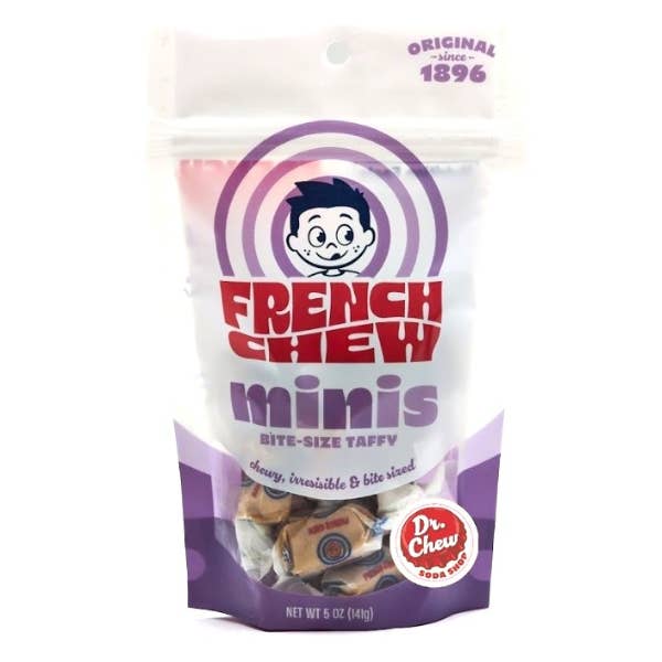 French Chew Minis Bite-Size Taffy Dr. Chew 5oz, 12ct for wholesale by Grandpa Joe's Candy Shop