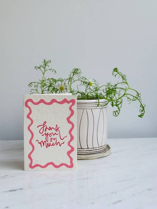 Pflanzbare Dankeschön So Much (Pink) Grußkarte für den Großhandel von Studio Y Creative