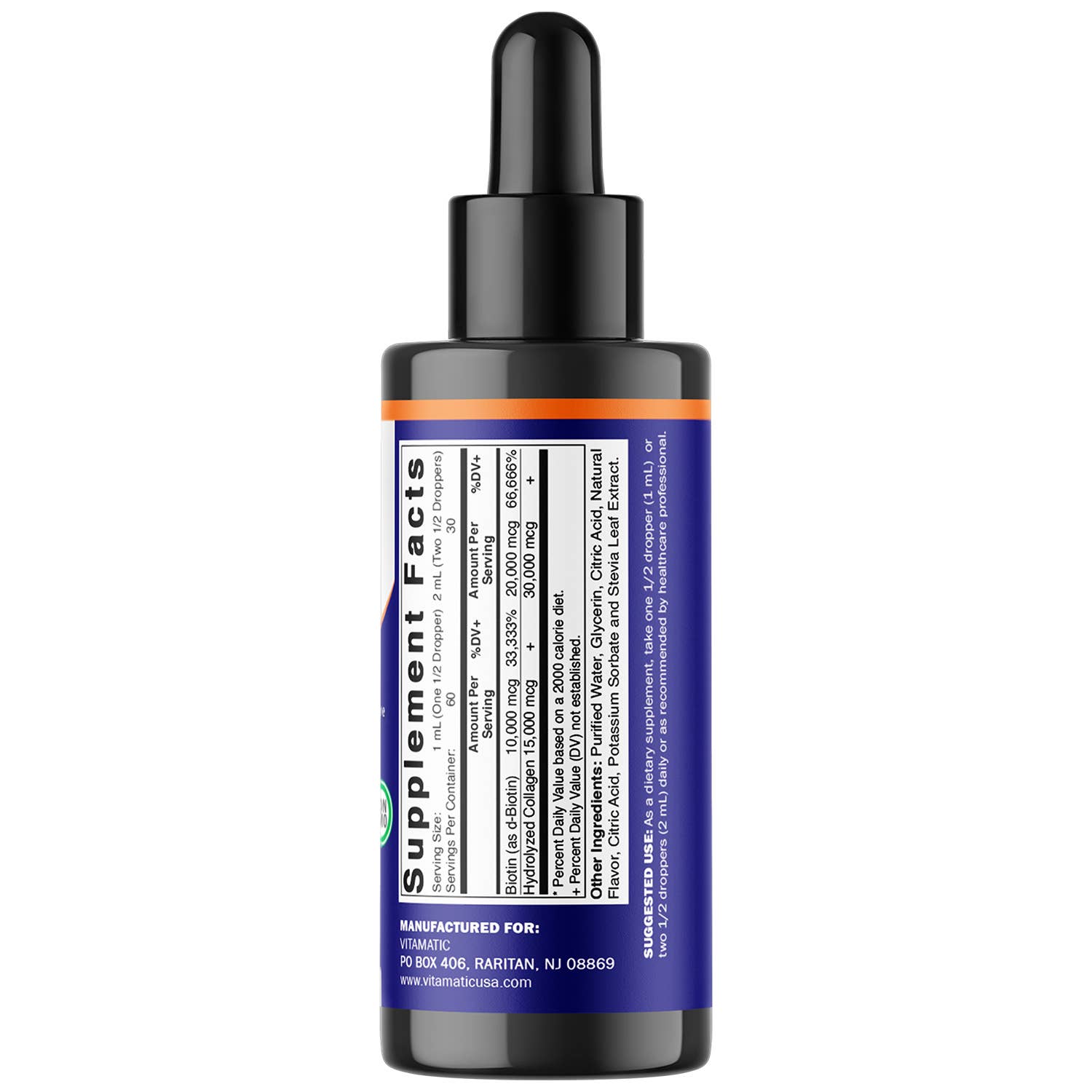 Vitamatic - Wholesale Oral Supplement/Vitamin - Vitamatic Liquid Biotin & Collagen 2oz7