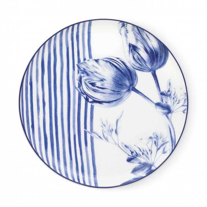 Tulip & Stripes Dinner Plate for wholesale by Heinen Delfts Blauw