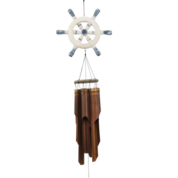 Ships Wheel Bamboo Wind Chime for wholesale by Cohasset Gifts