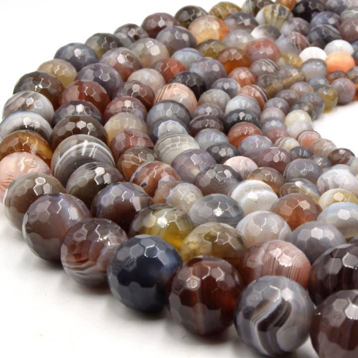 Botswana Agaat Kralen | Gefacetteerde Ronde Losse Edelsteenkralen voor wholesale door Only Beads
