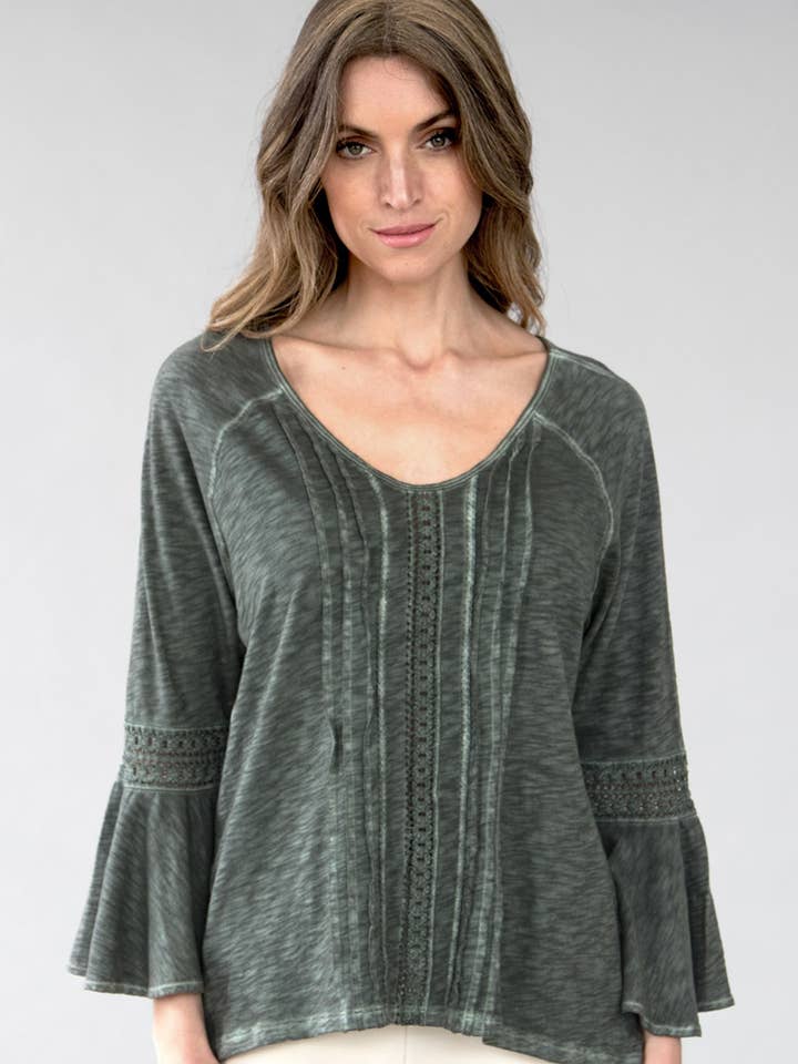 Top Maisie in cotone fiammato per la vendita all'ingrosso da parte di Zenara Woman