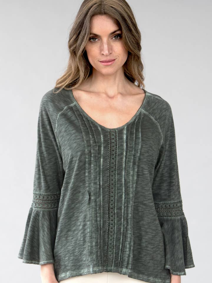 Top Maisie in cotone fiammato per la vendita all'ingrosso da parte di Zenara Woman