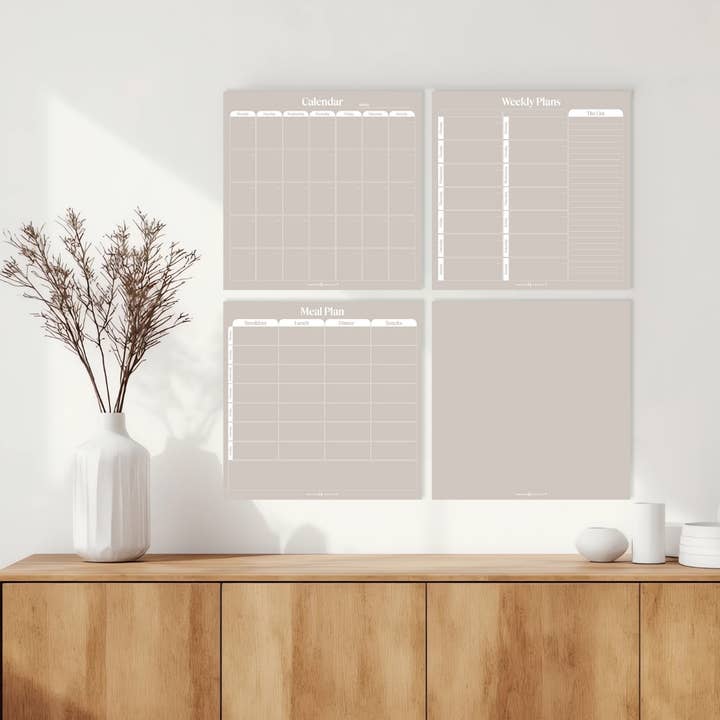 Peel & Stick Wall Planner Set – Reusable Weekly, Meal & Calendar Planner (40x40cm) | Sand for wholesale by Organising Life Beautifully