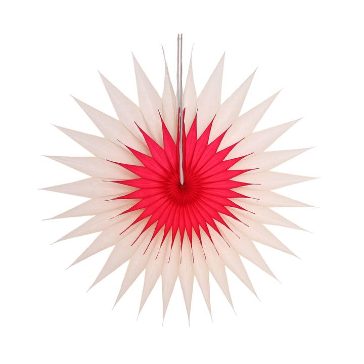 Pointed Duo Fan 30cm, Natural & Crimson for wholesale by studio THIE