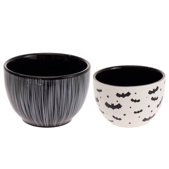 Boston International - Wholesale Decorative Plate/Dish/Bowl - Halloween Bats s/2 Nested Ceramic Bowls Halloween Décor