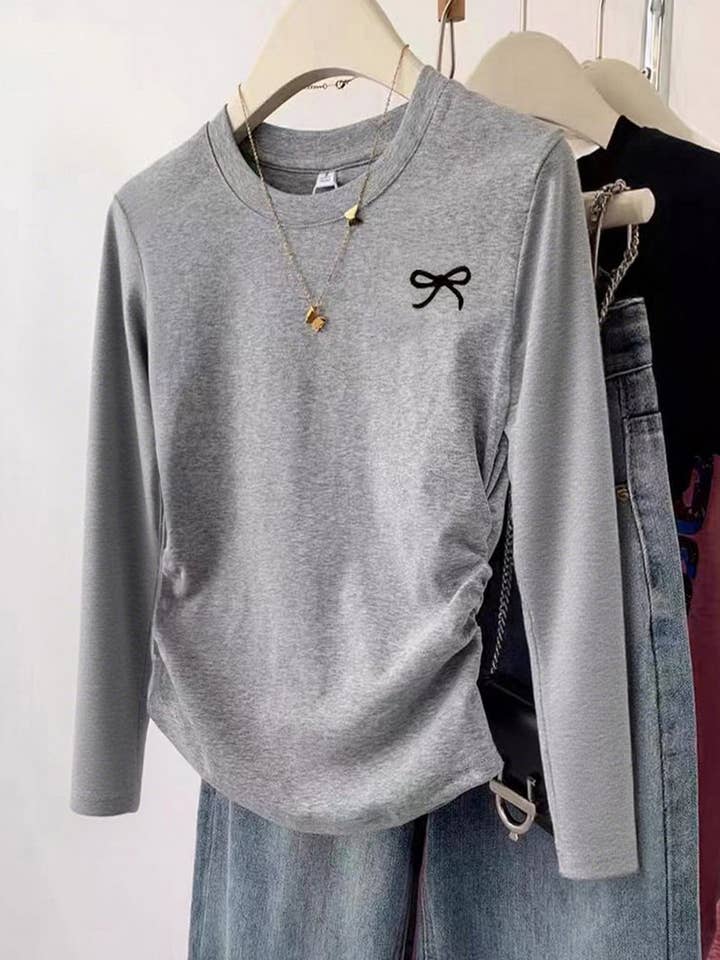 CWTBLL01052_SOLID COLOR LONG-SLEEVED CASUAL BOTTOMING TOP for wholesale by NINEXIS