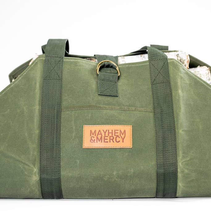 Mayhem & Mercy - Wholesale Storage Bin - Premium Waxed Canvas Firewood Sling Tote Wood Log Carrier
