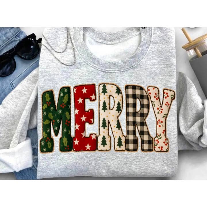 4 little hearts - Vente Sweat-shirt à imprimés – femme - Sweat-shirt de Noël patchwork joyeux1