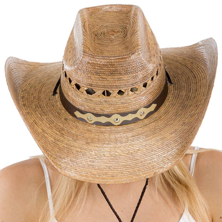 Cap Zone - Venta al por mayor Sombrero cowboy - Mujer - Sombrero Vaquero de Paja con Ventilación Biggs Palm0