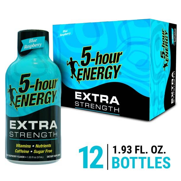 Shop The King - Wholesale Sports/Energy Drink - 5-hour ENERGY Shot, Extra Strength Blue Raspberry, 1.93 Ounce, 12 count