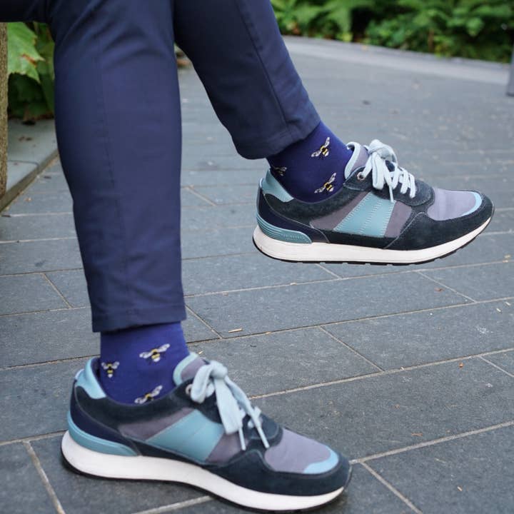 Bare Kind Socks - Wholesale Socks - Unisex - Small Motif Bee Socks | Bamboo Socks | Blue Socks7