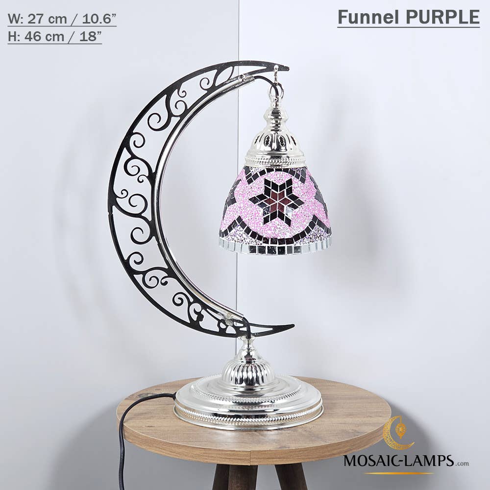 Mosaic Lamps - Vendita all'ingrosso Lampada da scrivania/d'accento - Lampada da scrivania Turkish Moon in argento, luci ad arco marocchine, Murano C22