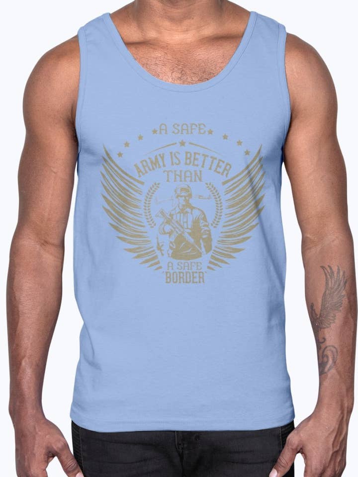 Une armée sûre vaut mieux qu'un réservoir de coton à la frontière militaire pour la vente par tshirt unlimited