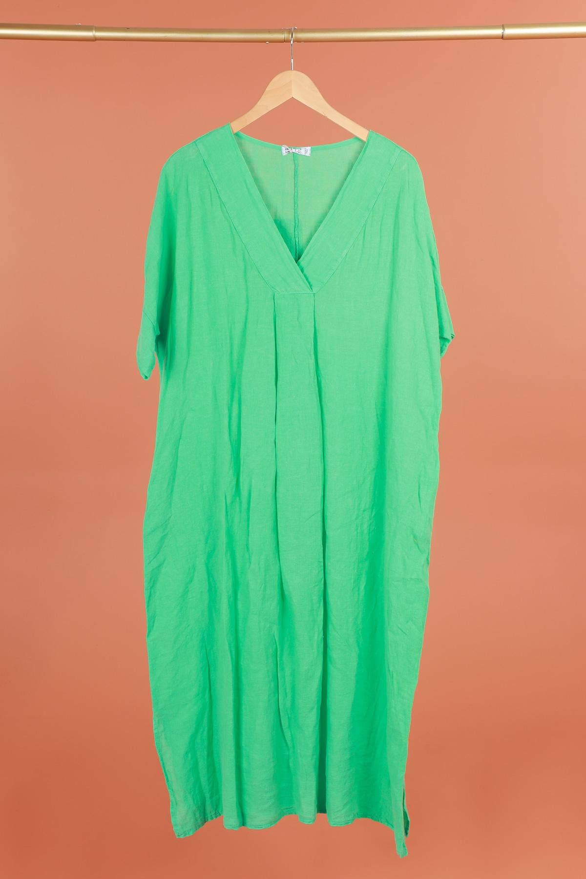 la maison des fibres naturelles - Wholesale Dress - Women's - Long dress v-neck 62733 100% linen64