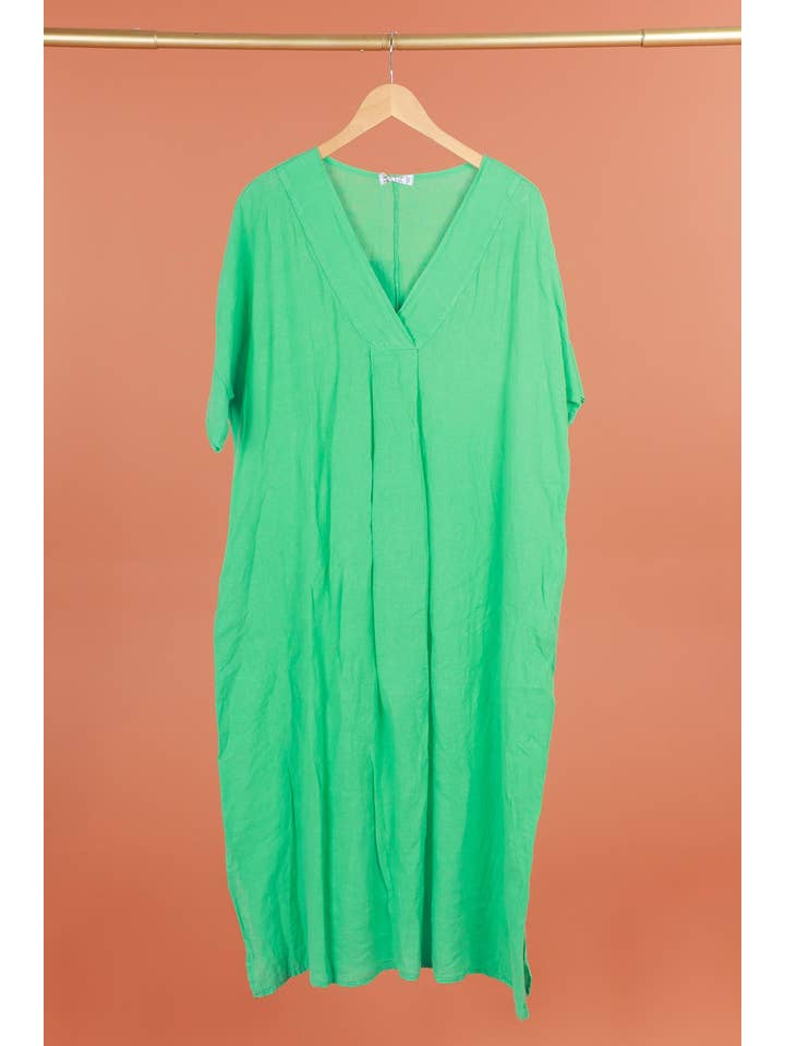 la maison des fibres naturelles - Wholesale Dress - Women's - Long dress v-neck 62733 100% linen64