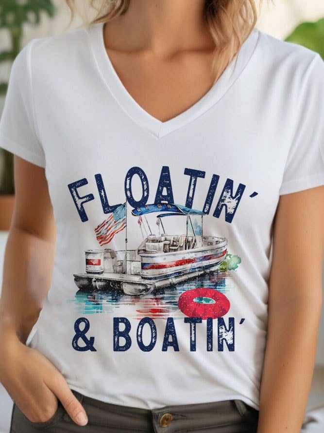 Floatin & Boatin, t-shirt unisexe à encolure en V pour la vente par Top Avenue