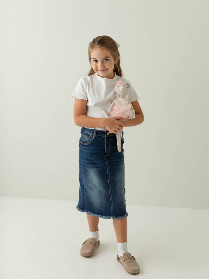 The Main Street Exchange - Wholesale Skirt - Kids - 'Nala' Girl Distressed Denim Skirt4