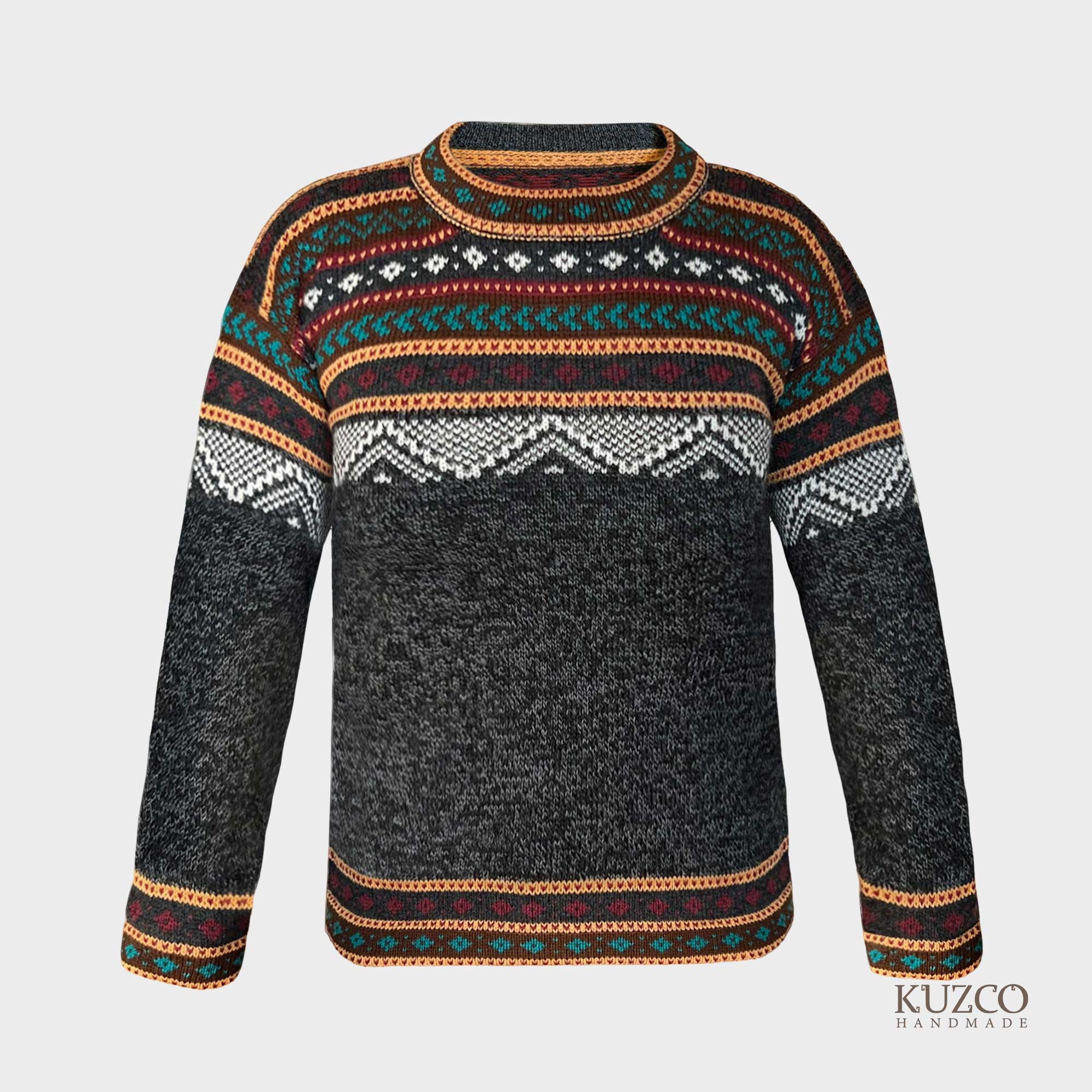 KuzcoHandmade – Großhandel Strickpullover – Herren – Herren Pullover aus Alpakawolle, braue Strickware, Winterpullover5