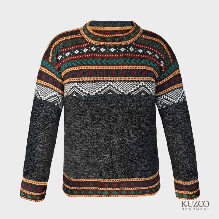 Men’s Alpaca Wool Sweater - Gray, Ethically Made for wholesale by KuzcoHandmade