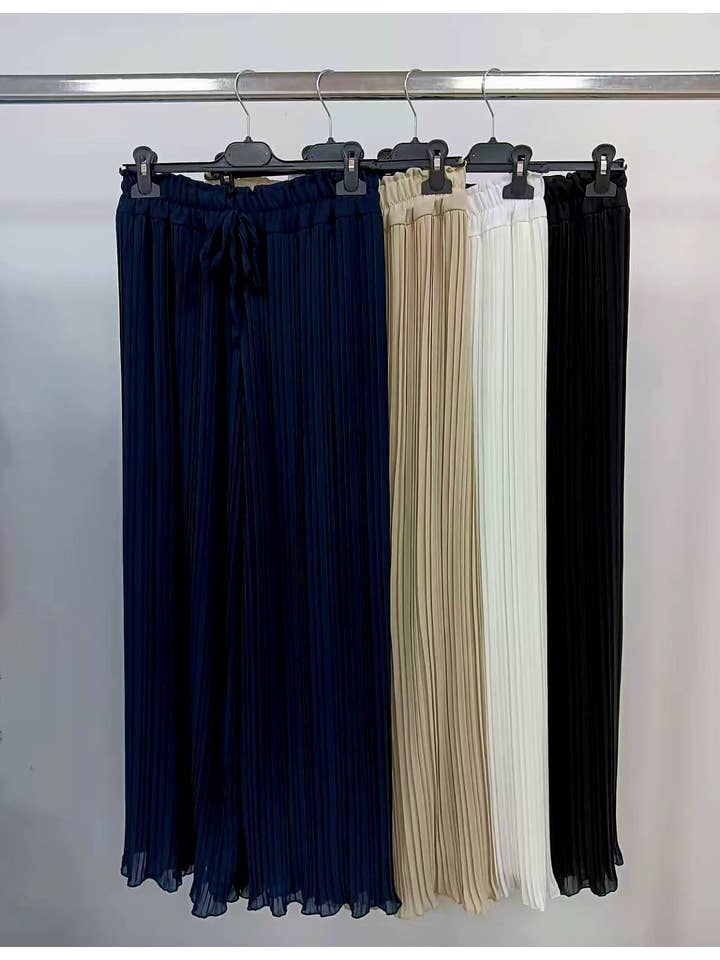 Kurt Muller - Wholesale Pants - Women's - Premium Italian Plisse Wide Leg Palazzo Trousers