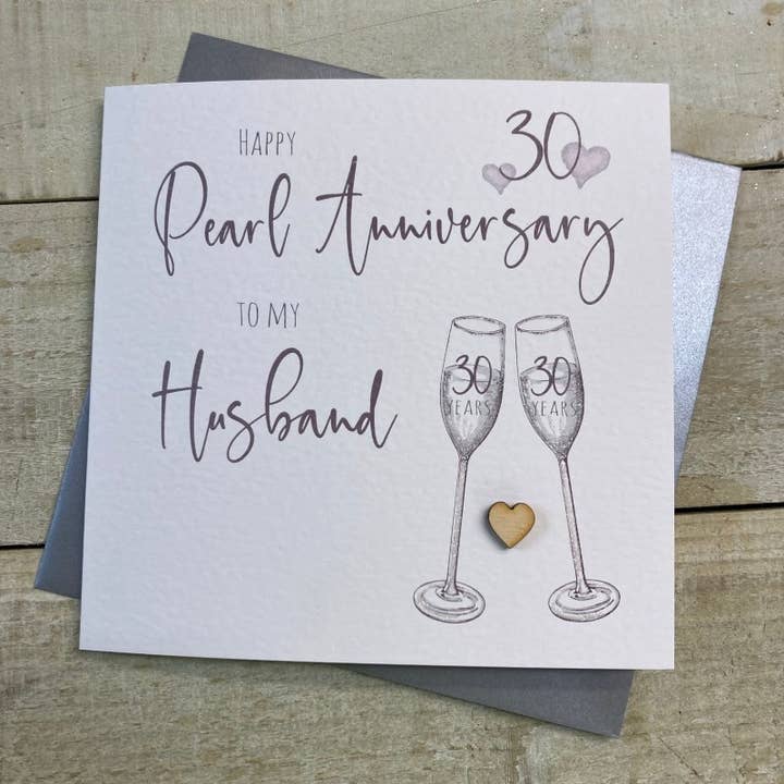 Flûtes d'anniversaire de mariage - 30e perle (S110-H30) pour la vente par White Cotton Cards