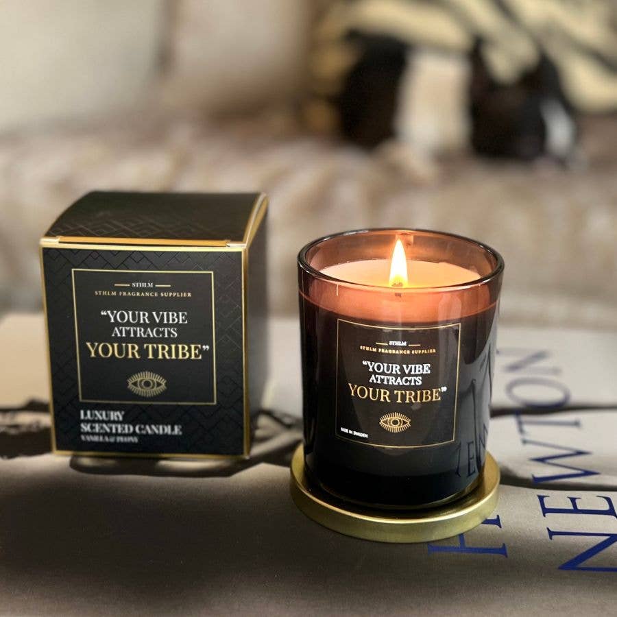 Stockholm Fragrance – wholesale Jar/filled candle – "Your Vibe Attracts Your Tribe" | Vanilla & Peony7