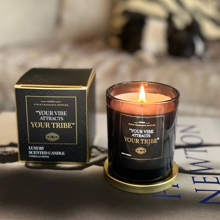Stockholm Fragrance – wholesale Jar/filled candle – "Your Vibe Attracts Your Tribe" | Vanilla & Peony7